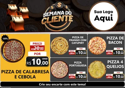 Modelo de Encarte para Encarte A4 Horizontal com o tema Semana do Cliente para Pizzaria