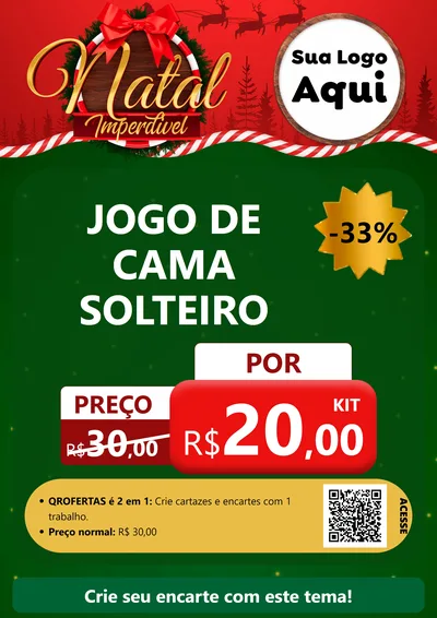 Modelo de Cartaz para Cartaz A4 Vertical com o tema Natal Imperdível para Cama, Mesa e Banho