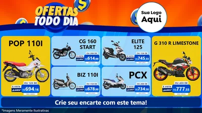 Modelo de TV para TV Horizontal com o tema Ofertas Todo Dia para Concessionaria de Motos
