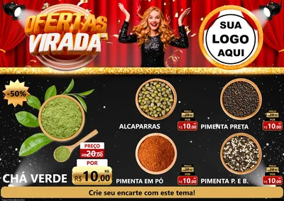 Modelo de Encarte para Encarte A4 Horizontal com o tema Ofertas da Virada para Produtos Naturais