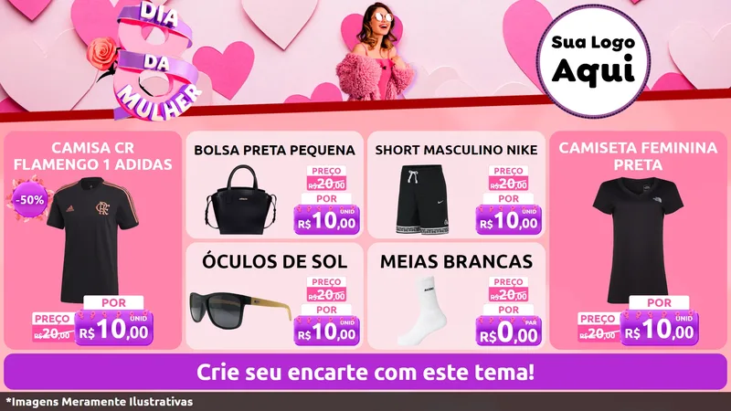 Modelo de TV para TV Horizontal com o tema Dia da Mulher para Roupas e acessórios