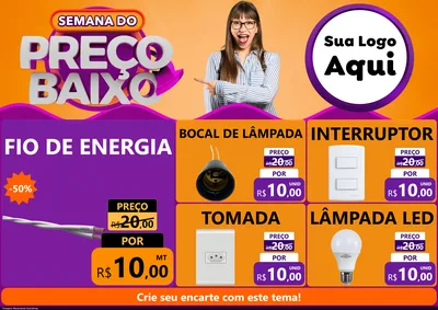 Modelo de Encarte para Encarte A4 Horizontal com o tema Semana do Preço Baixo para Materiais Elétricos