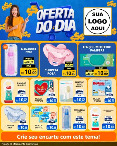Modelo de Rede Social para Feed Instagram com o tema Oferta do Dia para Bebês
