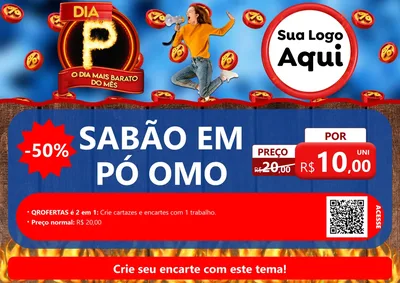 Modelo de Cartaz para Cartaz A4 Horizontal com o tema Dia P - O Dia Mais Barato Do Mês para Produtos de Limpeza