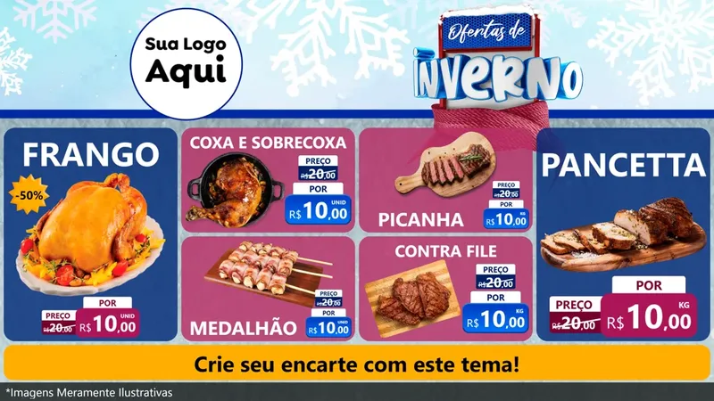 Modelo de TV para TV Horizontal com o tema Ofertas de Inverno para Assados