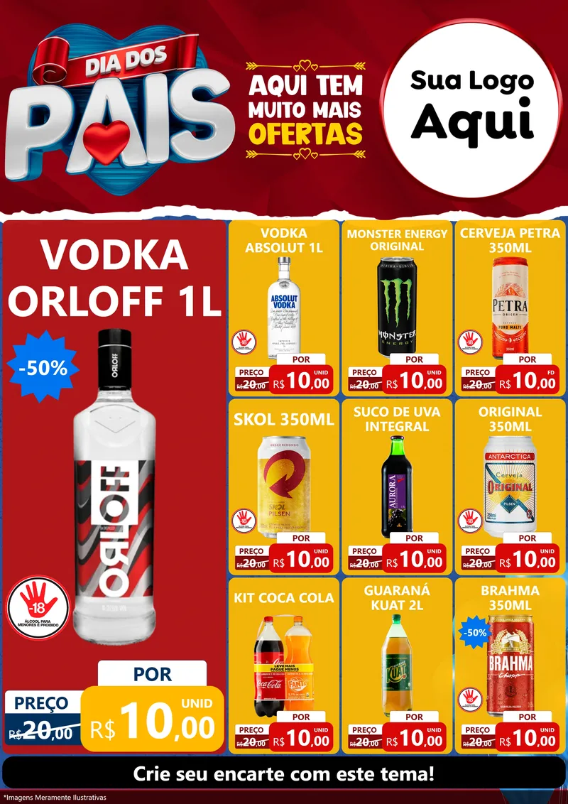 Modelo de Encarte para Encarte A4 Vertical com o tema Dia dos Pais para Distribuidora de bebidas