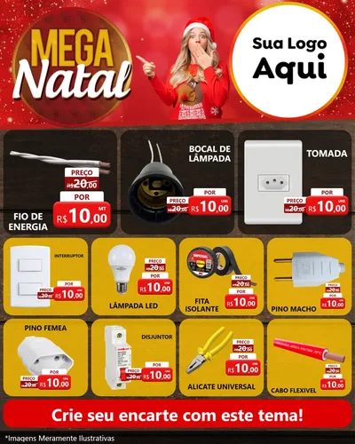 Modelo de Rede Social para Feed Instagram com o tema Mega Natal para Materiais Elétricos