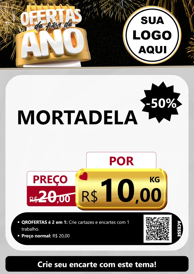 Modelo de Cartaz para Cartaz A4 Vertical com o tema Ofertas de Fim de Ano para Frios e Laticínios
