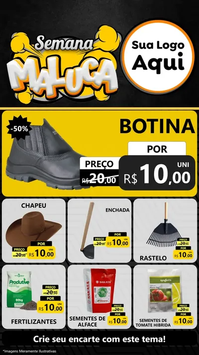 Modelo de Rede Social para Stories com o tema Semana Maluca para Agropecuária