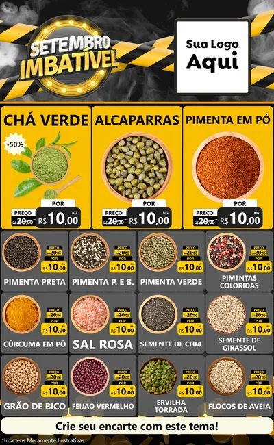 Modelo de Encarte para Encarte Grande com o tema Setembro Imbatível para Produtos Naturais