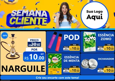Modelo de Encarte para Encarte A4 Horizontal com o tema Semana do Cliente para Tabacaria