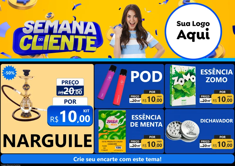 Modelo de Encarte para Encarte A4 Horizontal com o tema Semana do Cliente para Tabacaria
