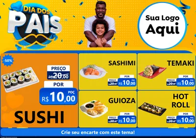 Modelo de Encarte para Encarte A4 Horizontal com o tema Dia dos Pais para Comida japonesa