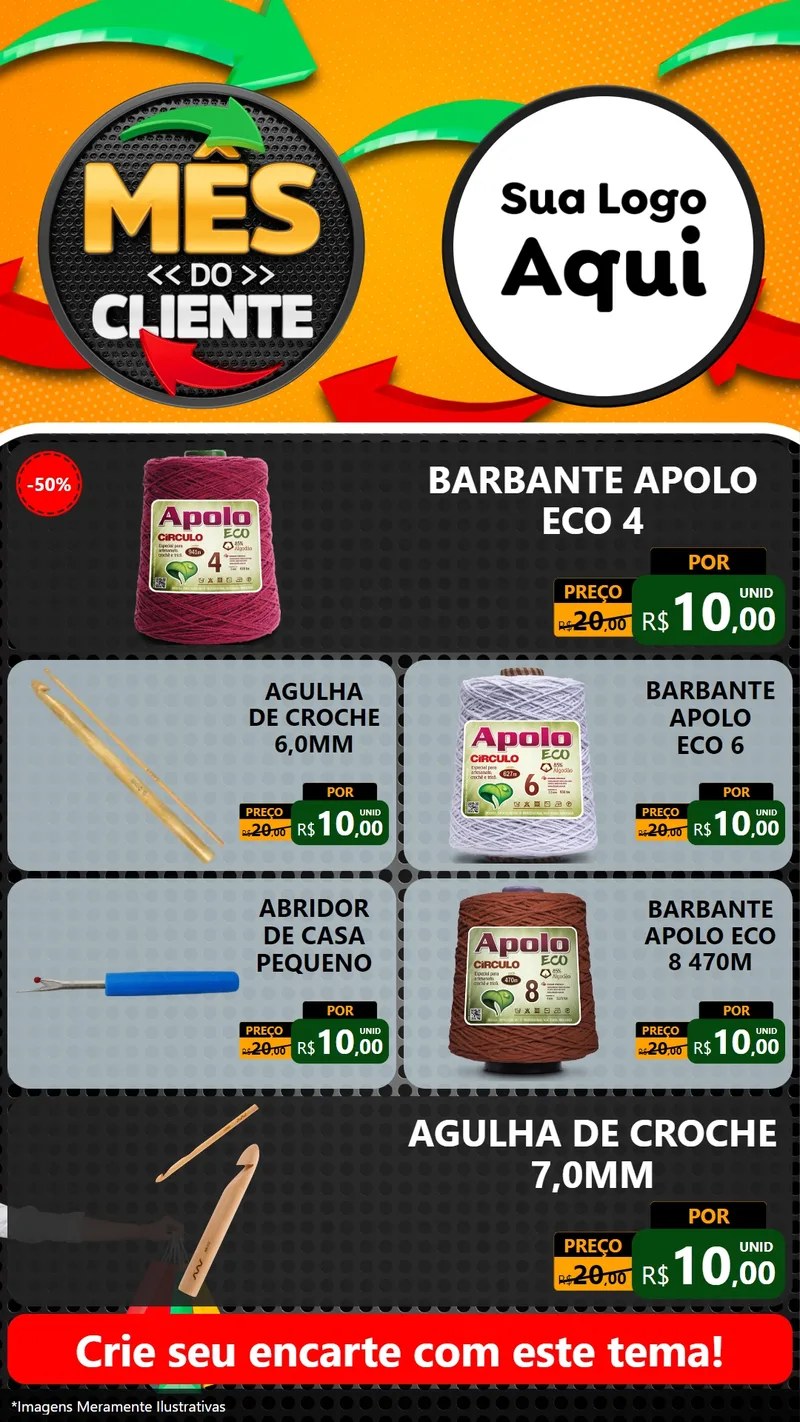 Modelo de TV para TV Vertical com o tema Mês do Cliente para Armarinho e Aviamentos