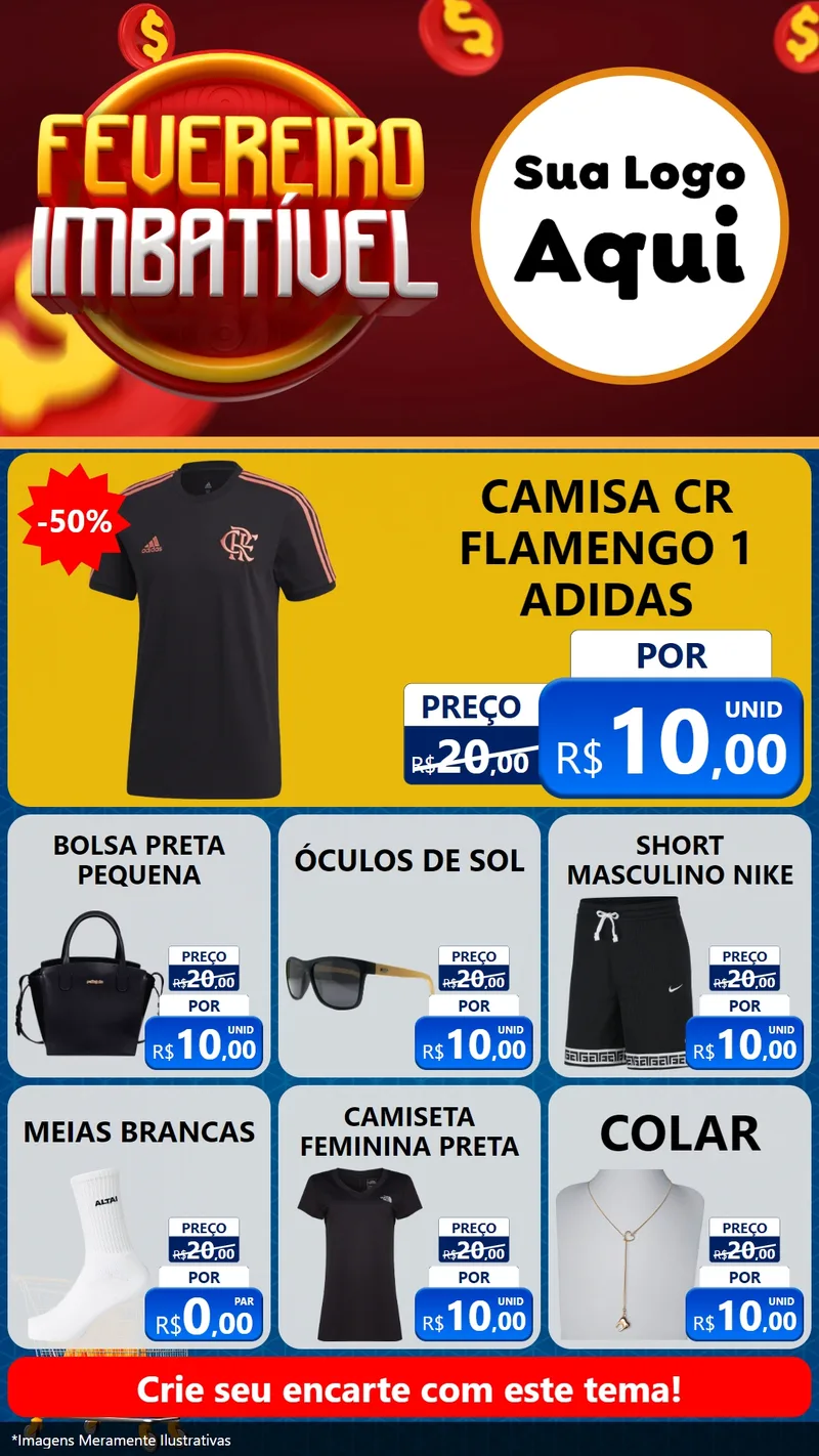 Modelo de Rede Social para Stories com o tema Fevereiro Imbatível para Roupas e acessórios