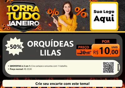 Modelo de Cartaz para Cartaz A4 Horizontal com o tema Torra Tudo Janeiro para Floricultura e jardim