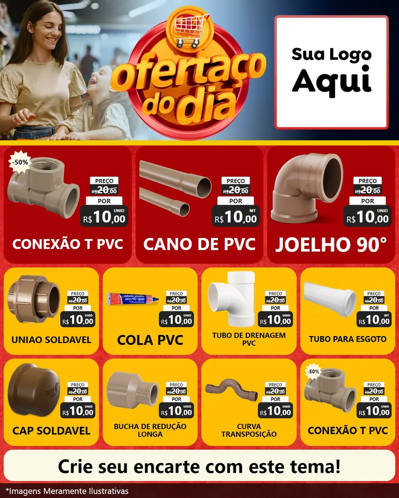 Modelo de Rede Social para Feed Instagram com o tema Ofertaço Do Dia para Tubos e conexões