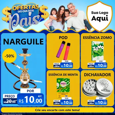 Modelo de Rede Social para Feed Facebook com o tema Ofertas do Dia dos Pais para Tabacaria