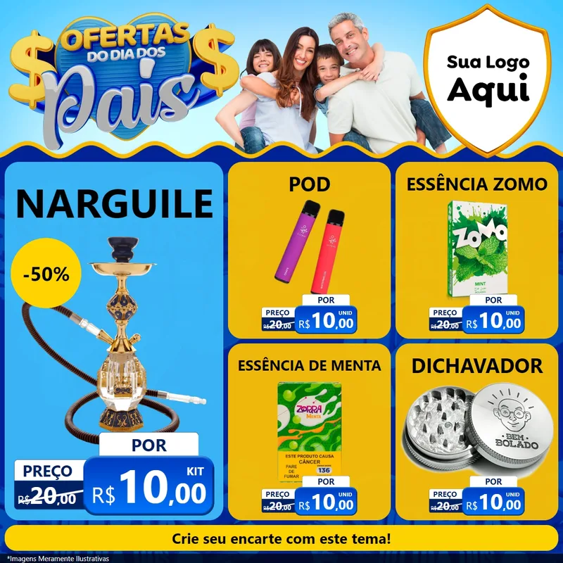 Modelo de Rede Social para Feed Facebook com o tema Ofertas do Dia dos Pais para Tabacaria
