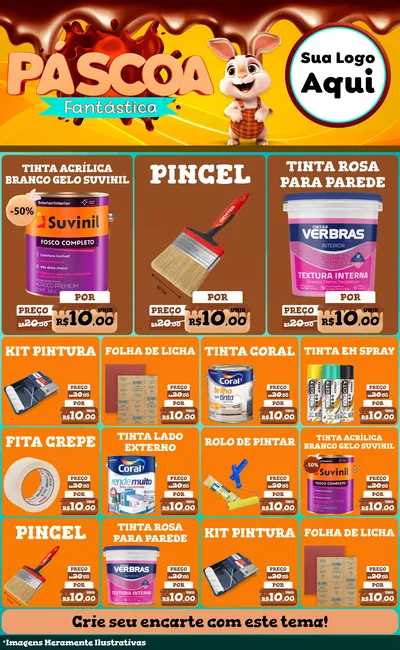 Modelo de Encarte para Encarte Grande com o tema Páscoa Fantástica para Tintas e Ferramentas