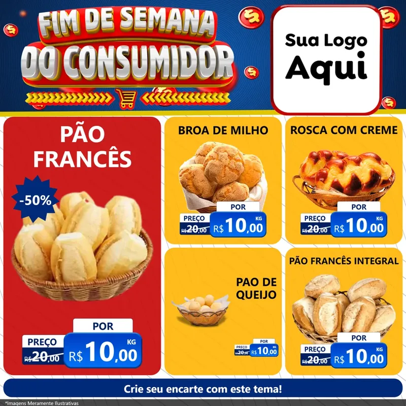 Modelo de Rede Social para Feed Facebook com o tema Fim de Semana do Consumidor para Padaria