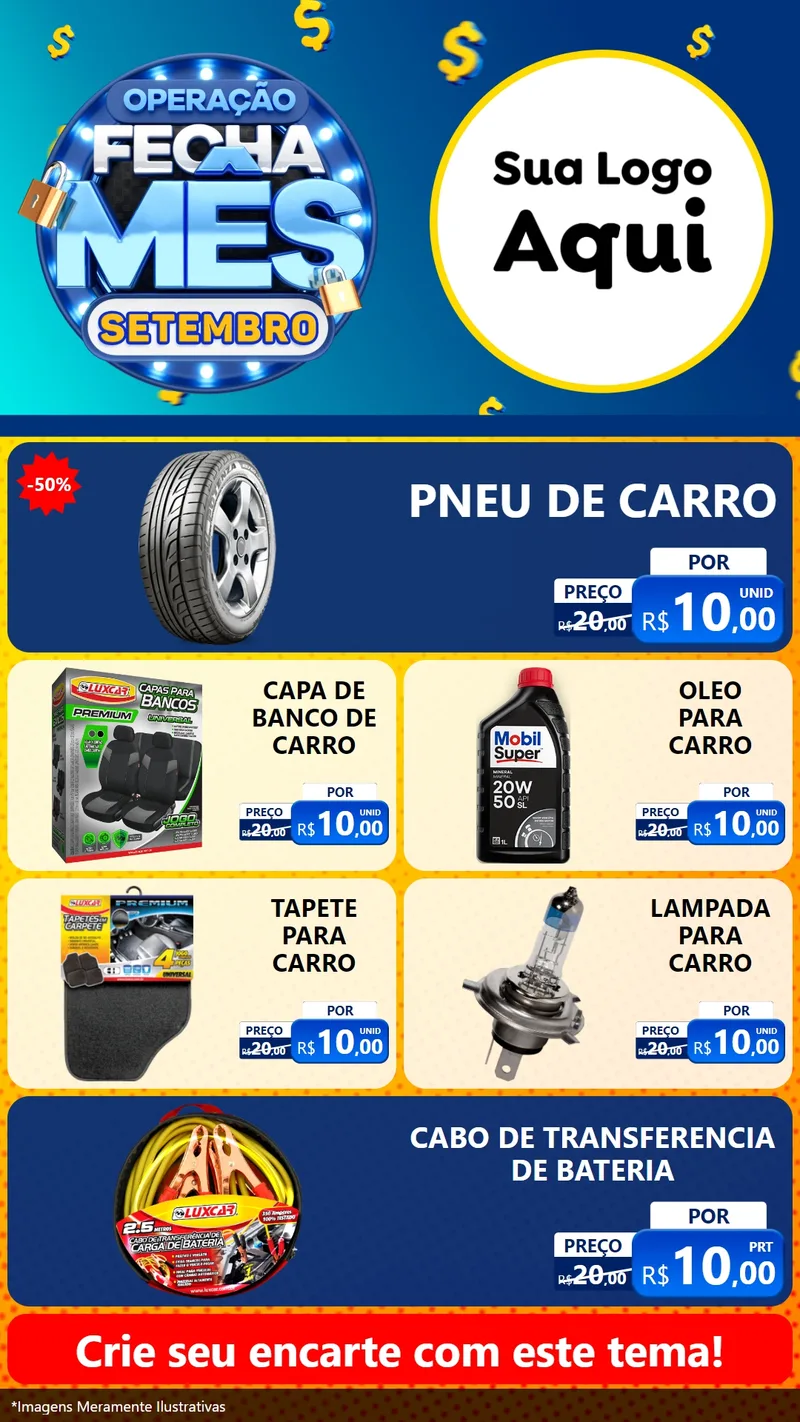 Modelo de TV para TV Vertical com o tema Operação Fecha Mês Setembro para Auto peças