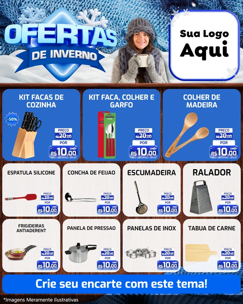 Modelo de Rede Social para Feed Instagram com o tema Ofertas de Inverno para Utilidades Domésticas