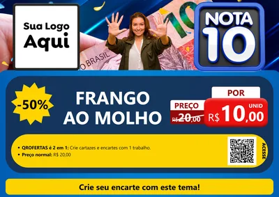 Modelo de Cartaz para Cartaz A4 Horizontal com o tema Nota 10 para Restaurante