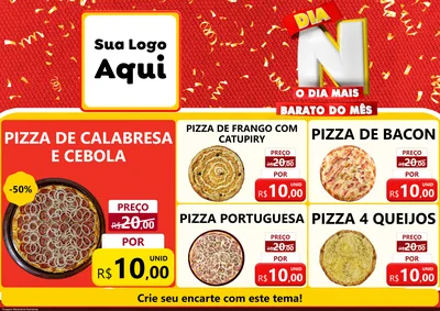 Modelo de Encarte para Encarte A4 Horizontal com o tema Dia N o Dia Mais Barato do Mês para Pizzaria