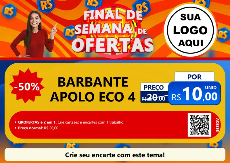 Modelo de Cartaz para Cartaz A4 Horizontal com o tema Final de Semana de Ofertas para Armarinho e Aviamentos