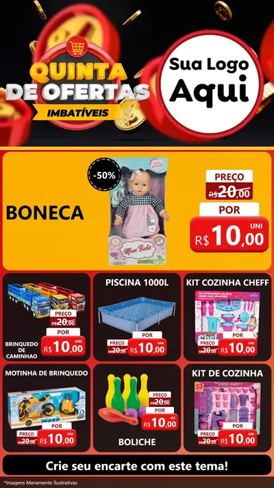 Modelo de Rede Social para Stories com o tema Quinta de Ofertas Imbatíveis para Brinquedos