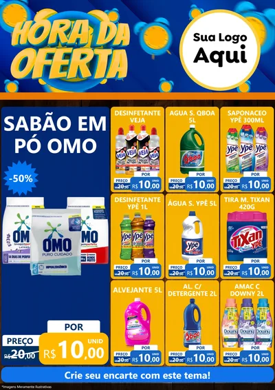 Modelo de Encarte para Encarte A4 Vertical com o tema Hora da Oferta para Produtos de Limpeza