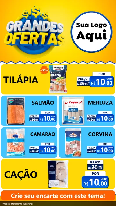 Modelo de TV para TV Vertical com o tema Grandes Ofertas para Peixaria