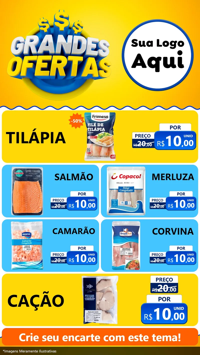 Modelo de TV para TV Vertical com o tema Grandes Ofertas para Peixaria
