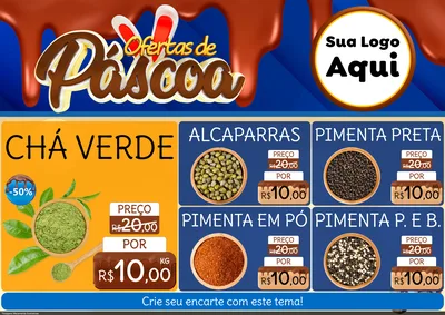 Modelo de Encarte para Encarte A4 Horizontal com o tema Ofertas de Páscoa para Produtos Naturais