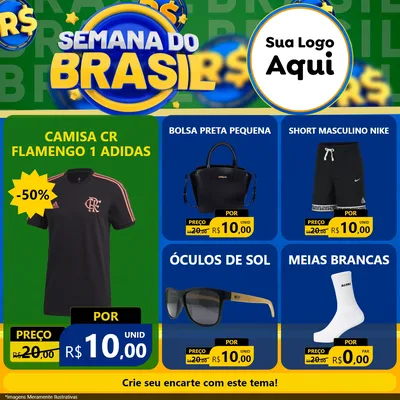 Modelo de Rede Social para Feed Facebook com o tema Semana Do Brasil para Roupas e acessórios