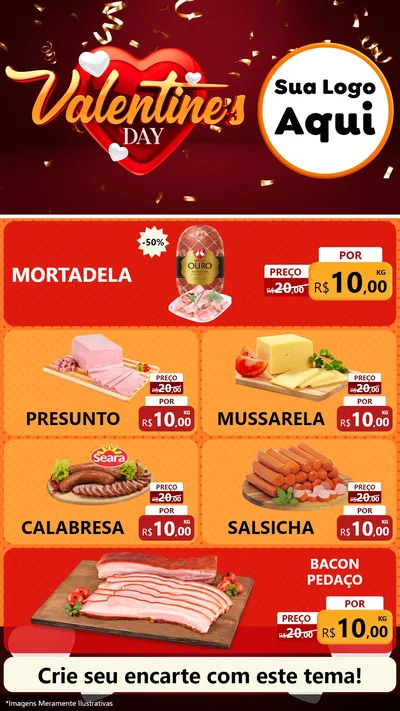 Modelo de TV para TV Vertical com o tema Valentine's Day para Frios e Laticínios