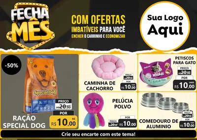 Modelo de Encarte para Encarte A4 Horizontal com o tema Fecha Mês para Pet Shop