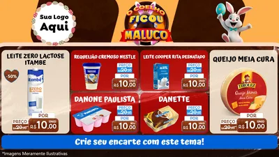 Modelo de TV para TV Horizontal com o tema O Coelho Ficou Maluco - Páscoa para Frios e Laticínios
