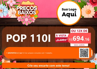 Modelo de Cartaz para Cartaz A4 Horizontal com o tema Primavera de Preços Baixos para Concessionaria de Motos