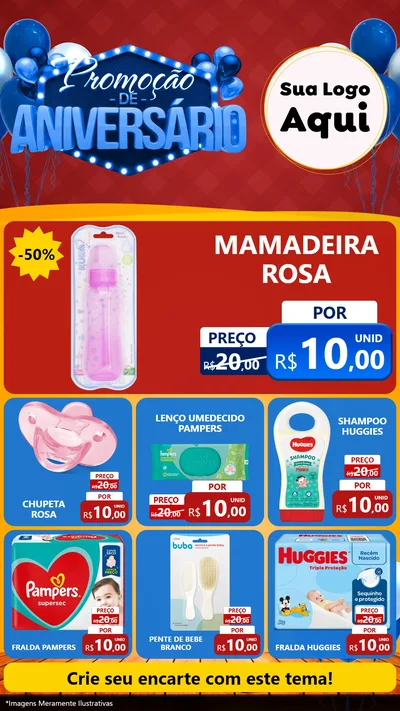 Modelo de Rede Social para Stories com o tema Promoção de Aniversário para Bebês