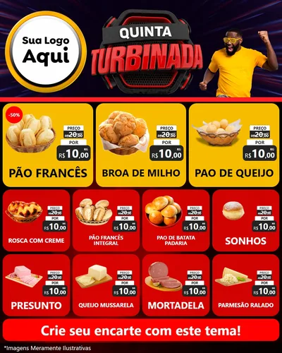 Modelo de Rede Social para Feed Instagram com o tema Quinta Turbinada para Padaria