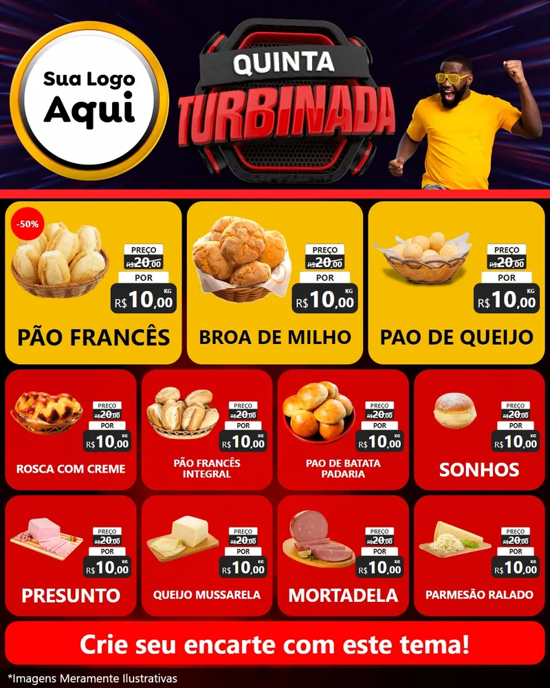 Modelo de Rede Social para Feed Instagram com o tema Quinta Turbinada para Padaria