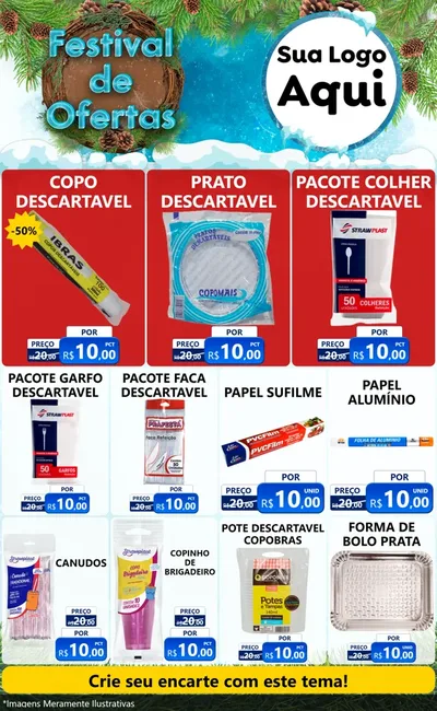 Modelo de Encarte para Encarte Grande com o tema Festival de Ofertas - Inverno para Embalagens