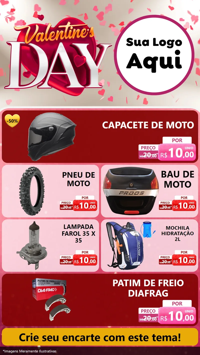 Modelo de TV para TV Vertical com o tema Valentine's Day para Moto peças