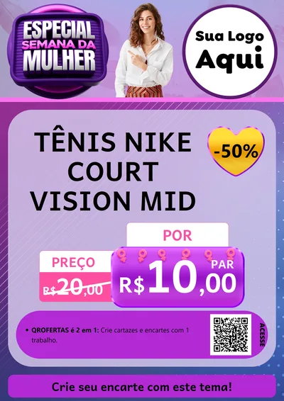 Modelo de Cartaz para Cartaz A4 Vertical com o tema Especial Semana da Mulher para Calçados