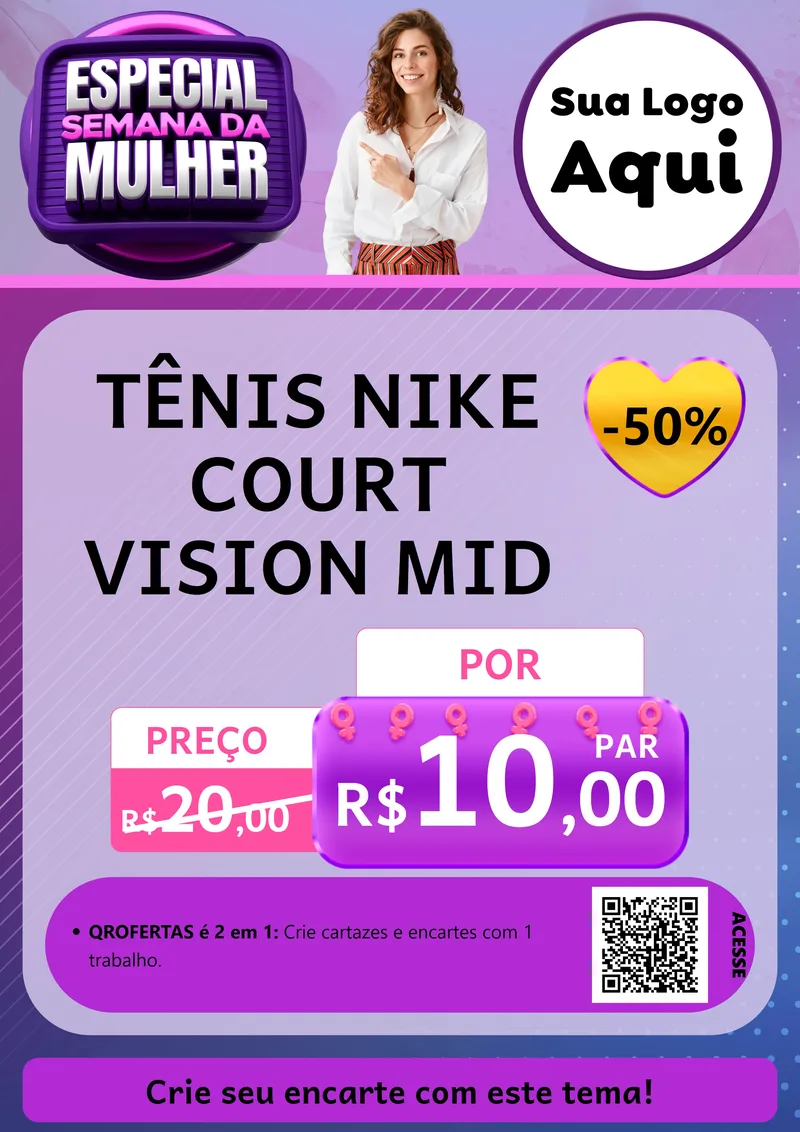 Modelo de Cartaz para Cartaz A4 Vertical com o tema Especial Semana da Mulher para Calçados