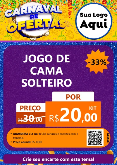 Modelo de Cartaz para Cartaz A4 Vertical com o tema Carnaval de Ofertas para Cama, Mesa e Banho