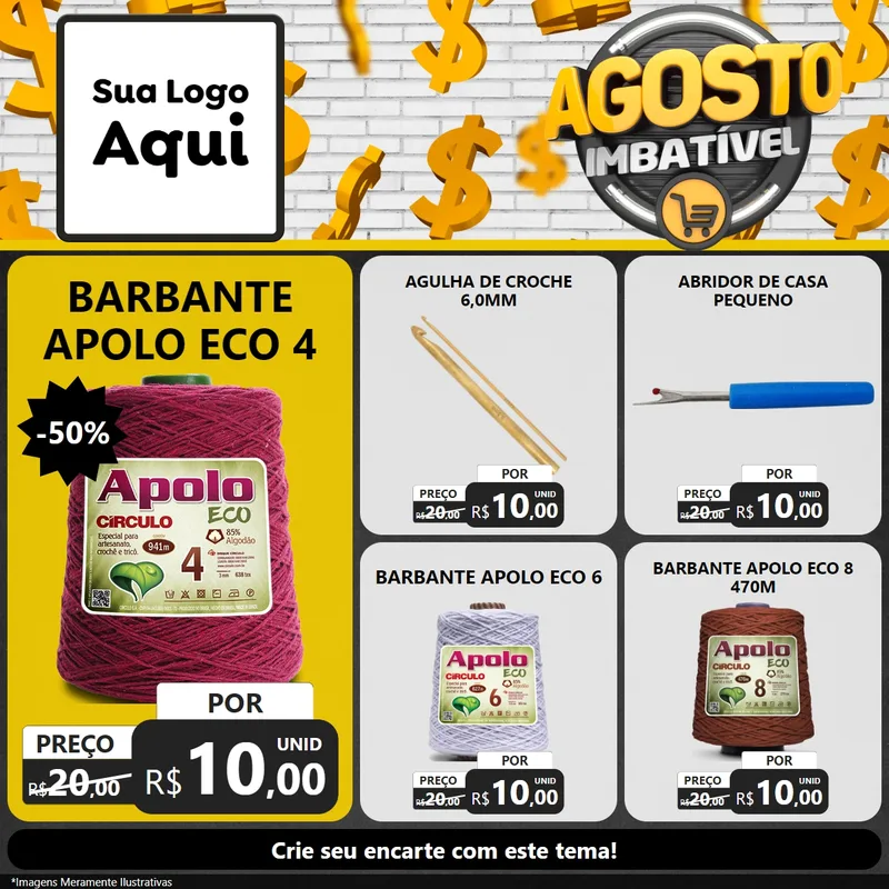 Modelo de Rede Social para Feed Facebook com o tema Agosto imbatível para Armarinho e Aviamentos