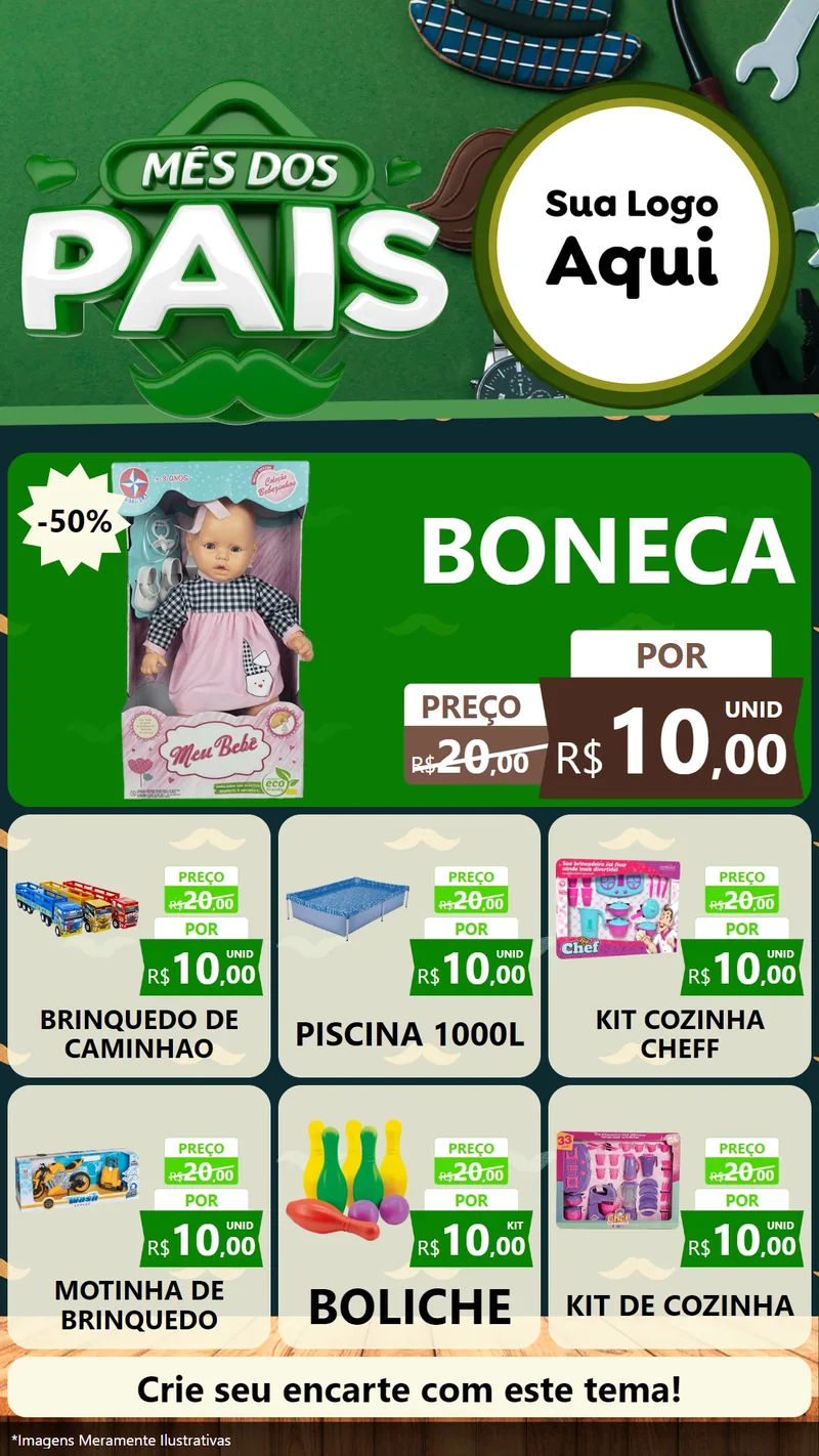 Modelo de Rede Social para Stories com o tema Mês dos Pais para Brinquedos